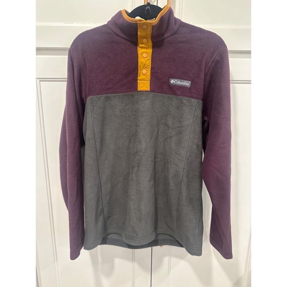 Columbia Other - Columbia Steens Mountain Fleece Pullover Purple Grey Snap Neck hiking Mens Small